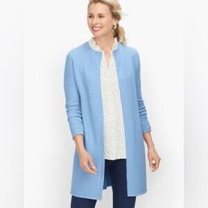 Talbots Textured Open Front Sweater Jacket Solid Size XP Petite Classic Mature